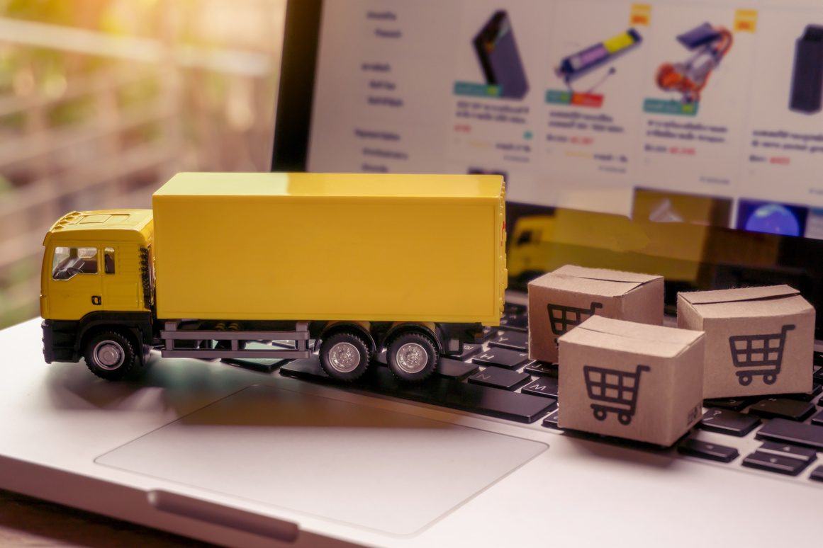 Logistics, and delivery service - Truck and paper cartons or